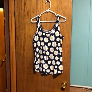 Tank top , black with white daisies